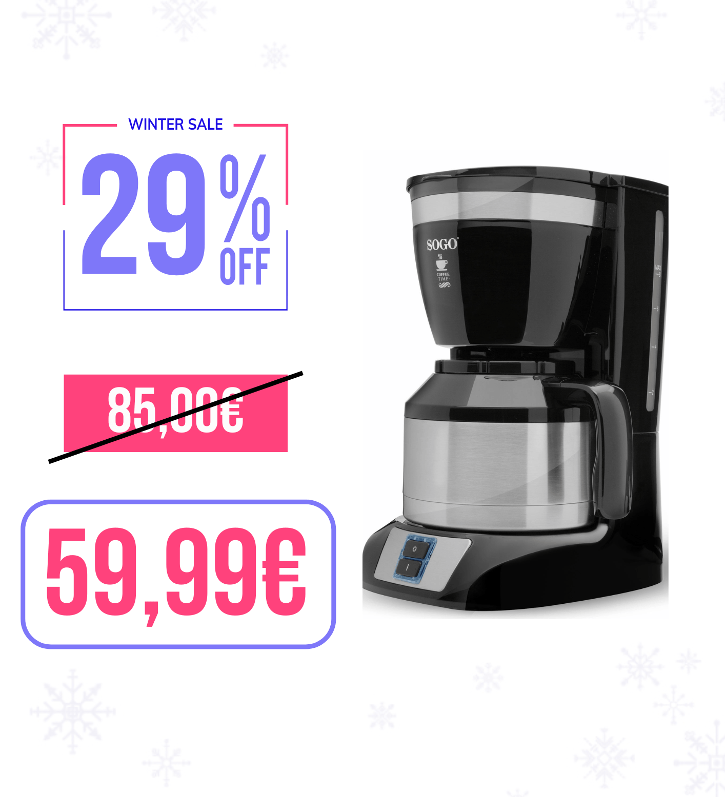 Caffettiera caffè americano 800W 10 tazze 1L Sogo