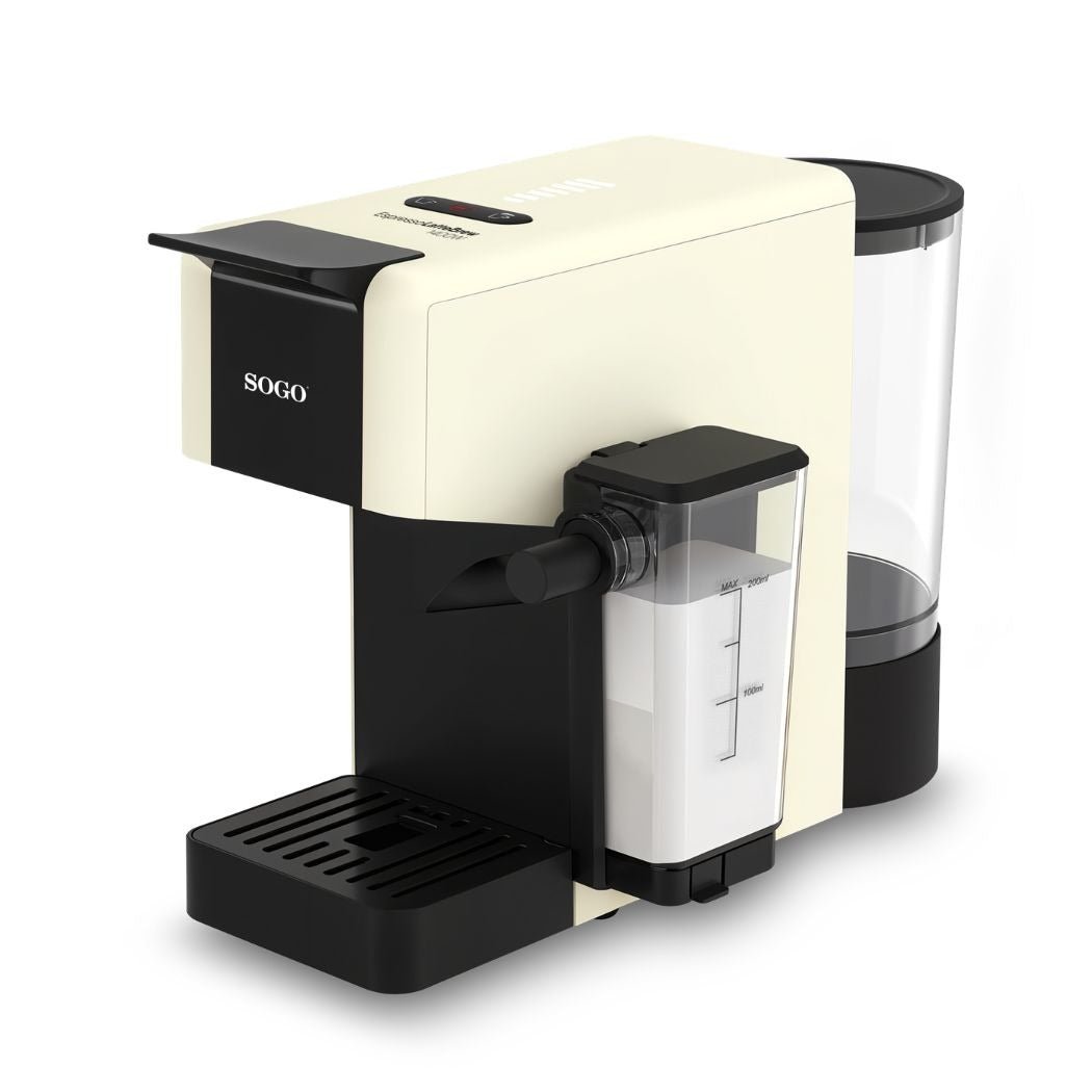 Macchina Caffè Multicapsula 4 in 1 SOGO Espresso LatteBrew 1400 – 20 Bar con Cappuccinatore, Capsule Nespresso® e Dolce Gusto®, Cialde, Caffè Macinato
