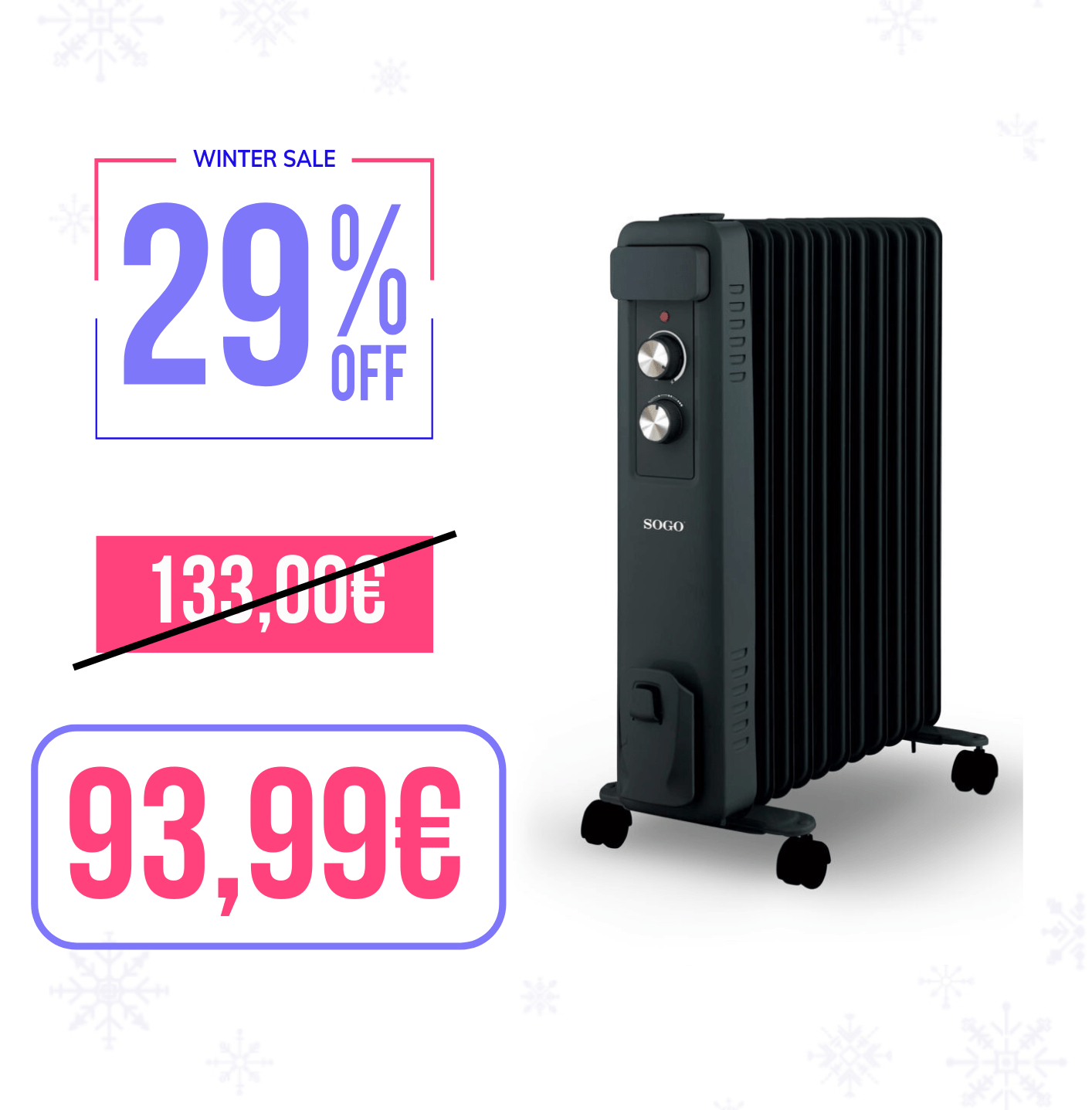 Radiatore ad olio / 11 elementi termosifone 2500W / 3 livelli di calore Sogo