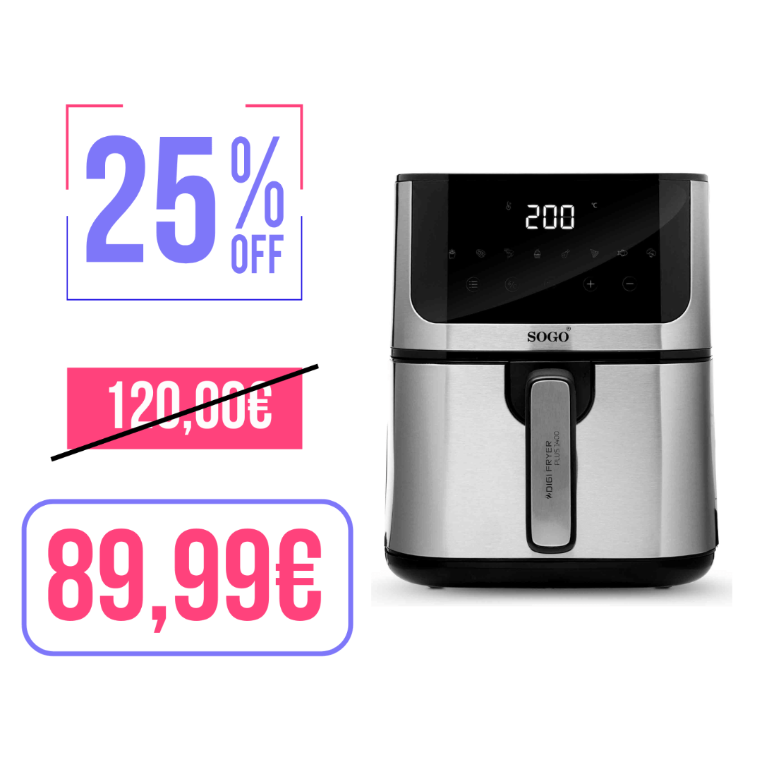 Friggitrice ad Aria 5L Inox Touch - Sapore Croccante, Cucina Leggera
