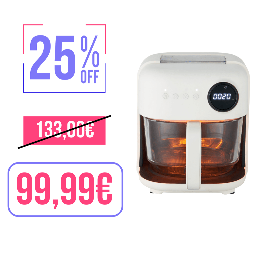 Friggitrice DIGITALE ad Aria con cestello in vetro da 4,5L 1300W