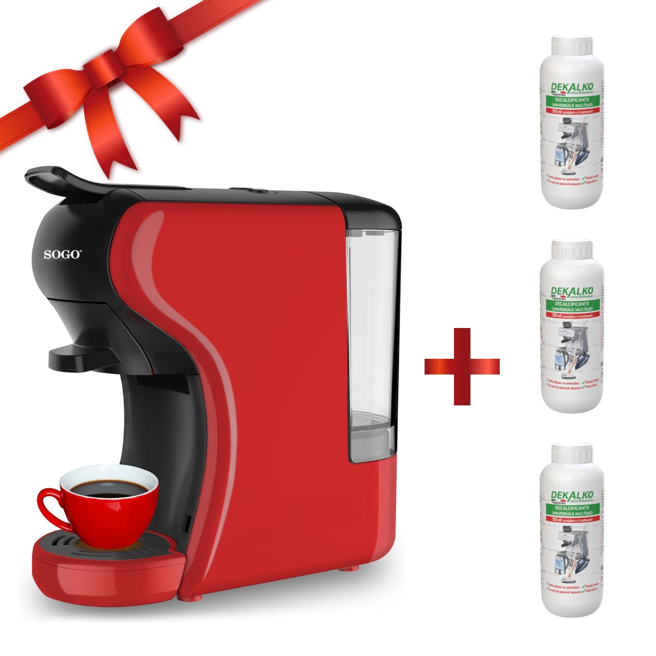 PROMO Macchina per Caffè Espresso SOGO 4 in 1 compatibile con Nespresso/Dolce Gusto/Espresso + trattamento decalcificante incluso