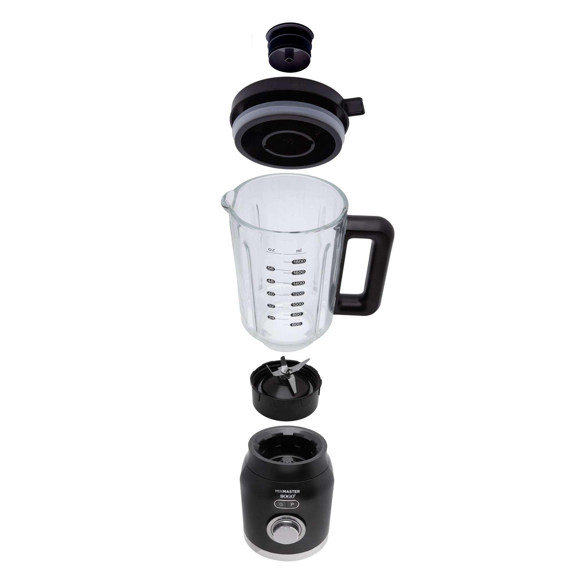 Frullatore con Caraffa in Vetro - Mixmaster SOGO - 1,8L-1200W - SAMULAND