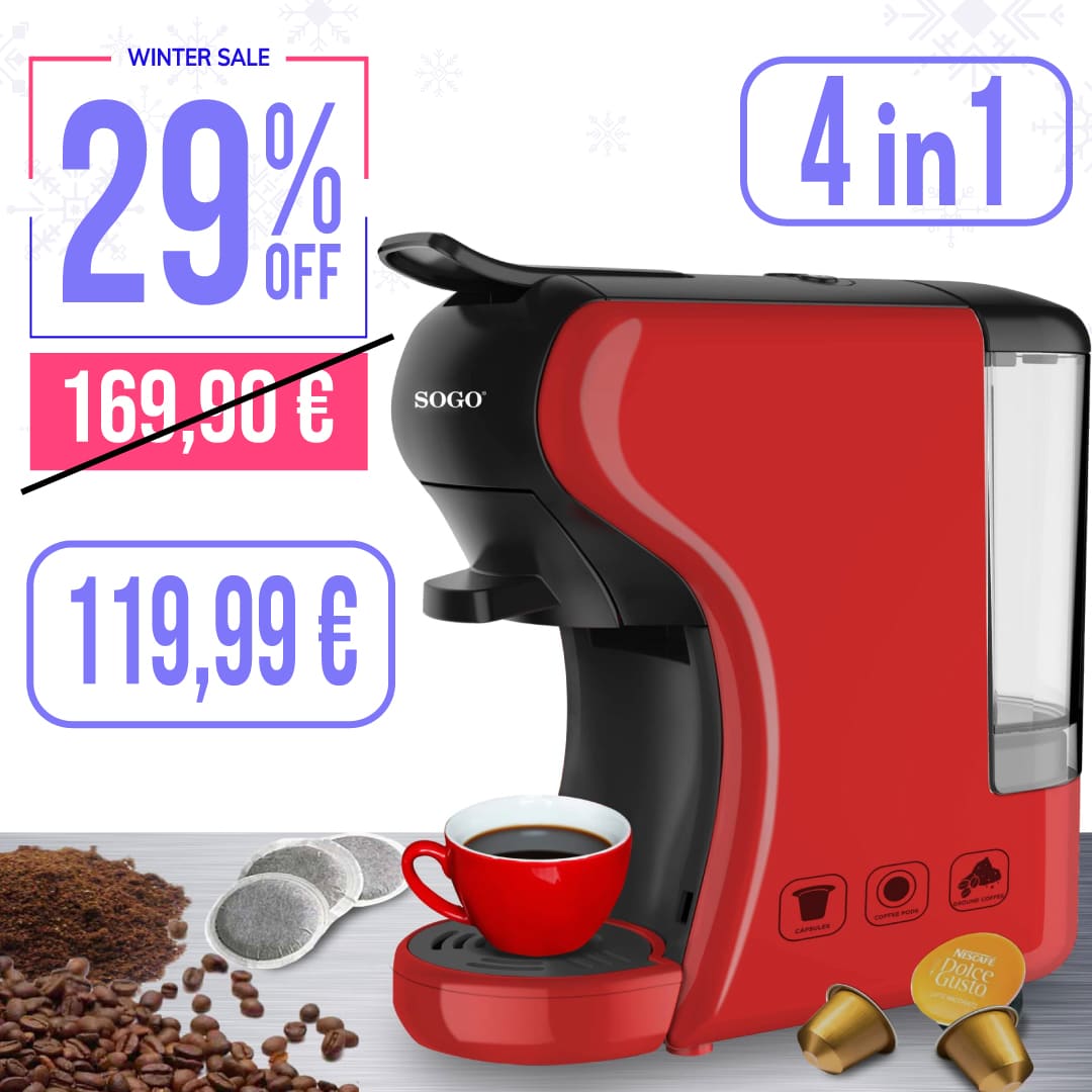 Macchina per Caffè Espresso SOGO 4 in 1 compatibile con Nespresso/Dolce Gusto/Espresso 19 bar, 0,6