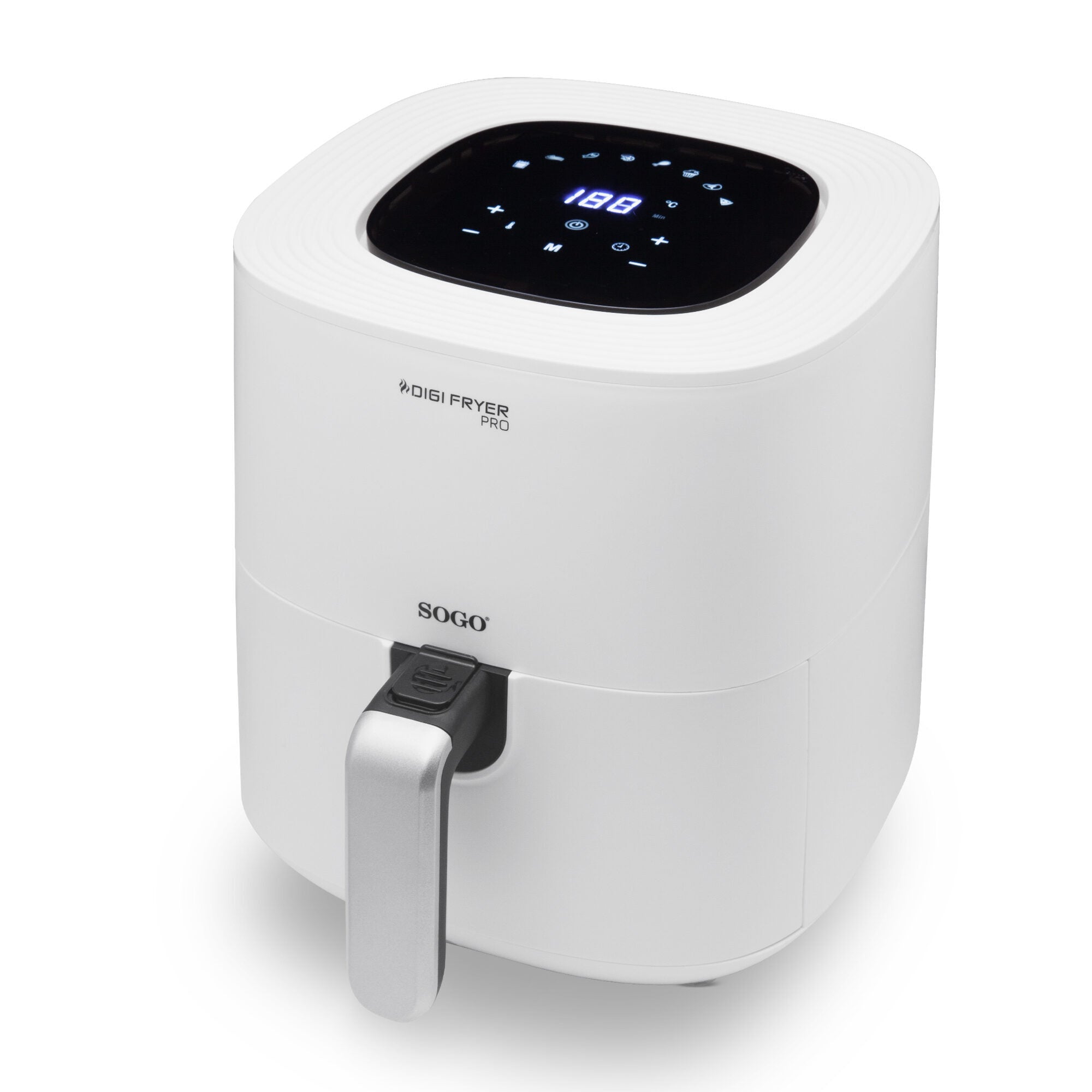 Friggitrice ad Aria Bianca Sogo 5,5L 1700W – Air Fryer XL Professionale con 8 Programmi, Display LED Touch e Ricettario Incluso