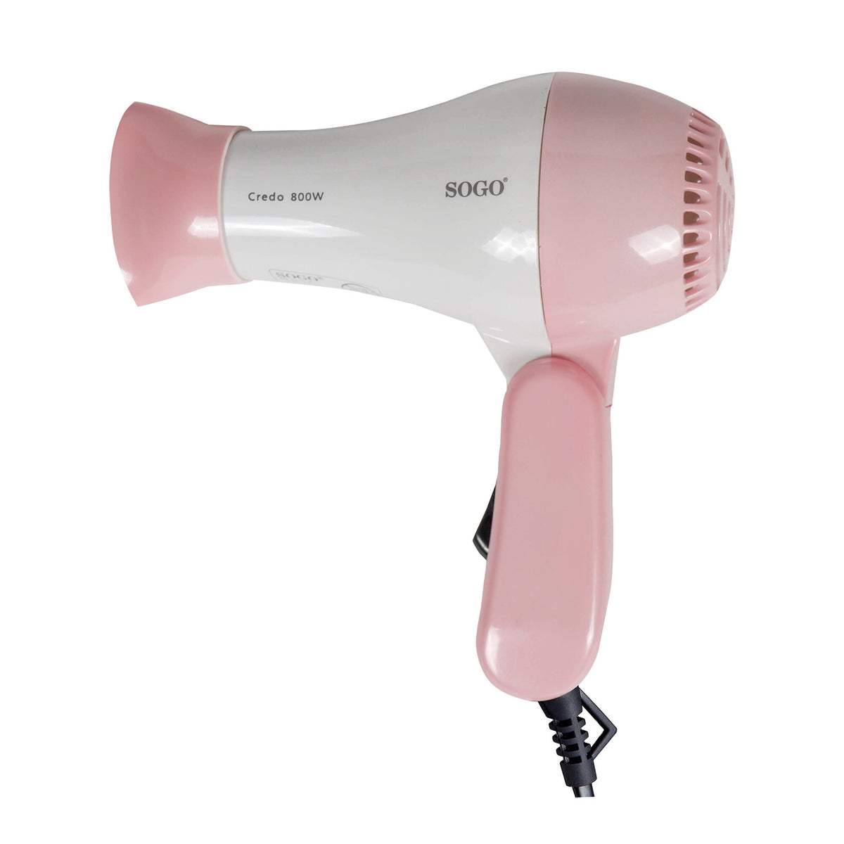 Asciugacapelli da viaggio pieghevole SOGO 800W, colore bianco e rosa - immagine 2