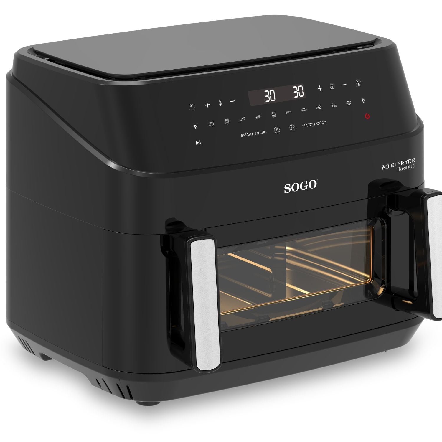 Friggitrice ad aria 10,5 L 2600W doppia zona con pannello touch LED 10 programmi e finestra Sogo