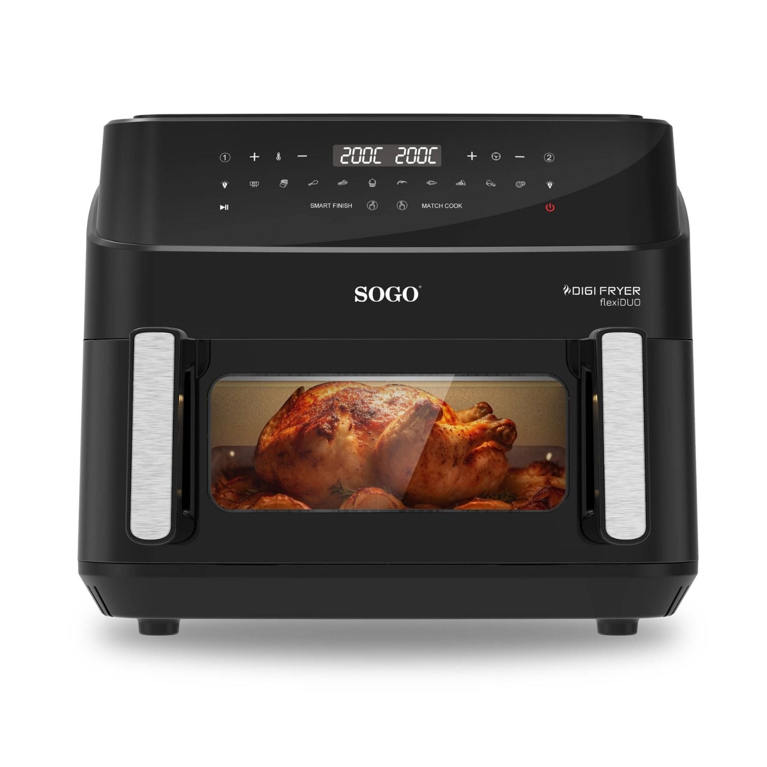 Friggitrice ad aria 10,5 L 2600W doppia zona con pannello touch LED 10 programmi e finestra Sogo
