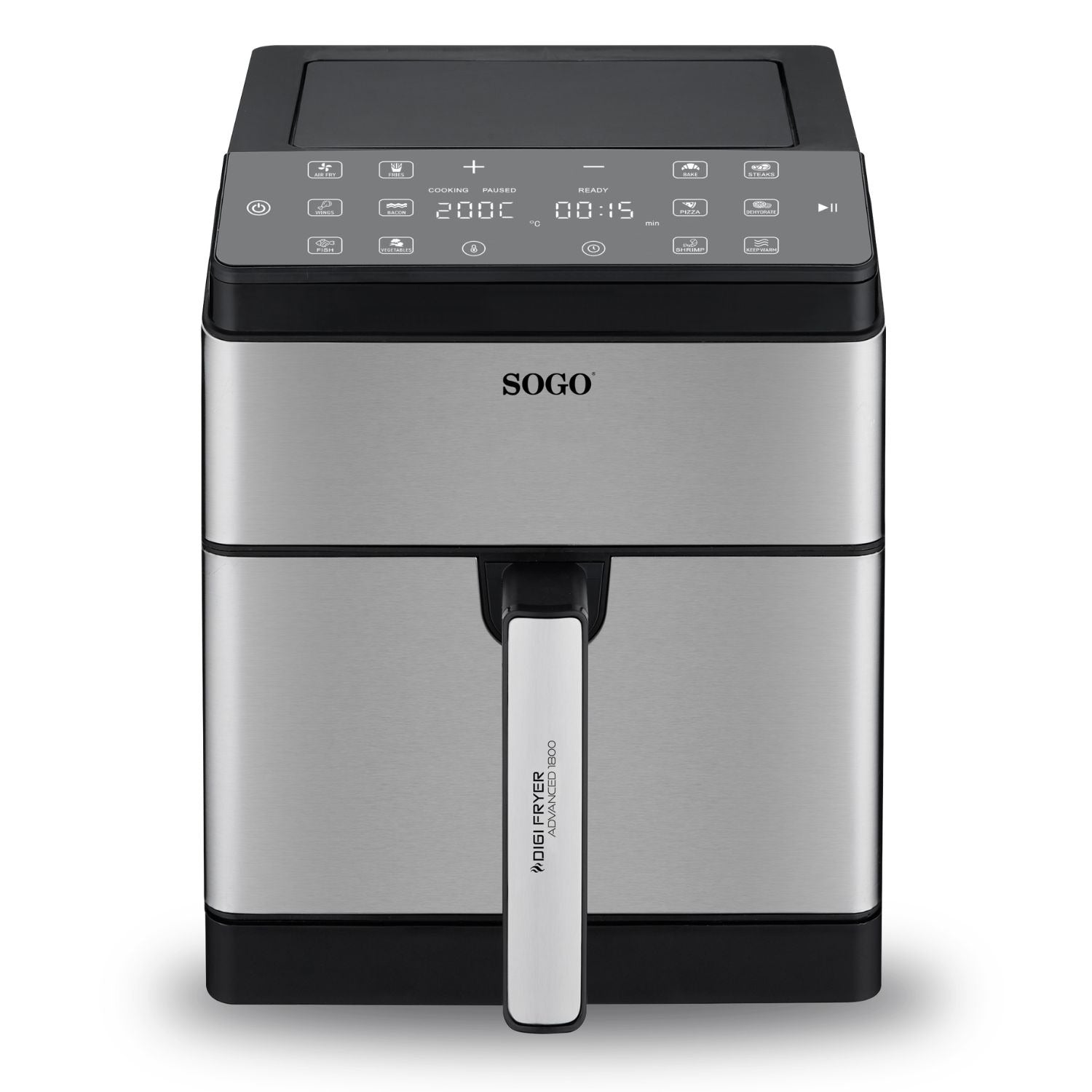 Friggitrice ad aria 8 L 1800W con display touch 12 programmi doppia resistenza e interno in metallo Sogo