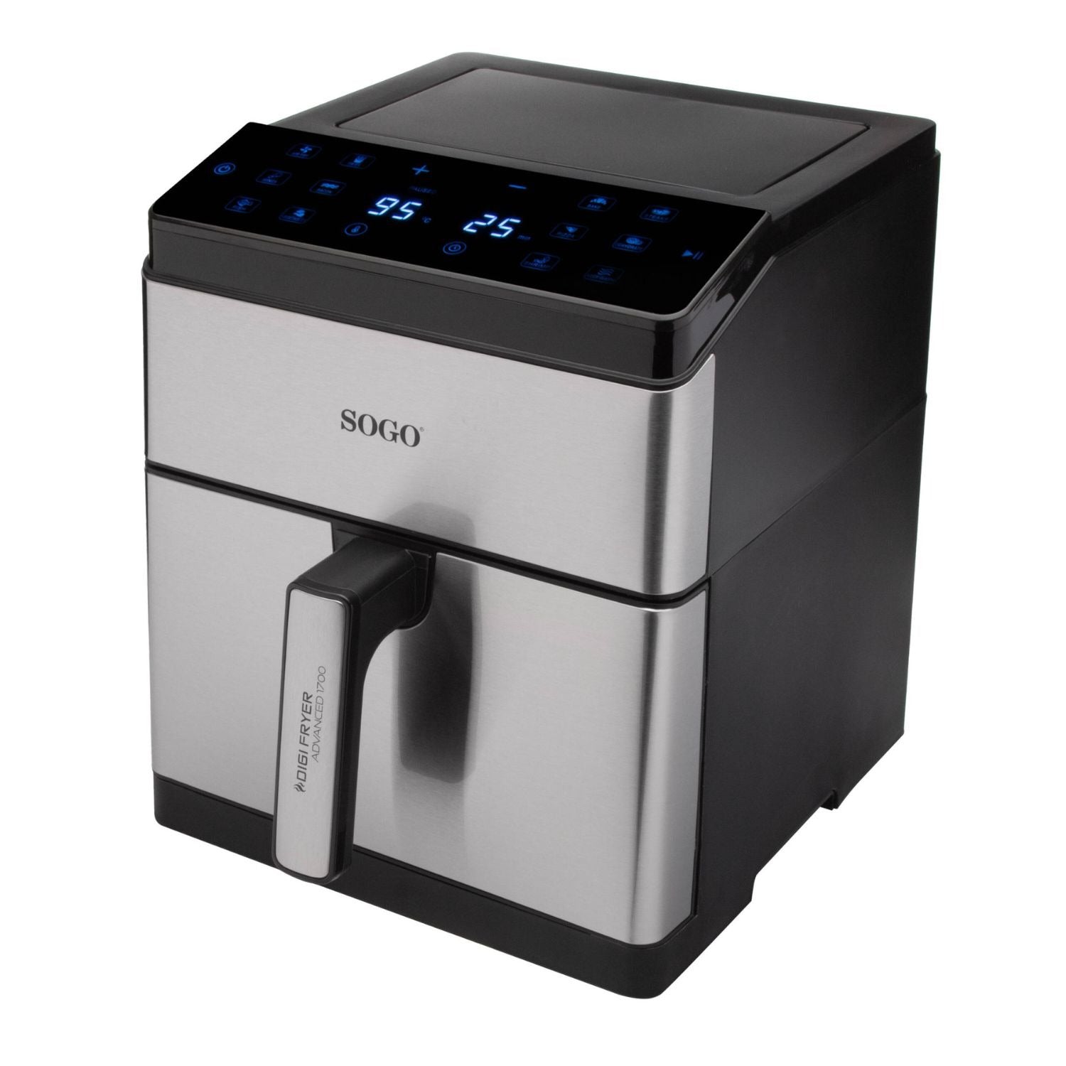 Friggitrice ad aria 8 L 1800W con display touch 12 programmi doppia resistenza e interno in metallo Sogo