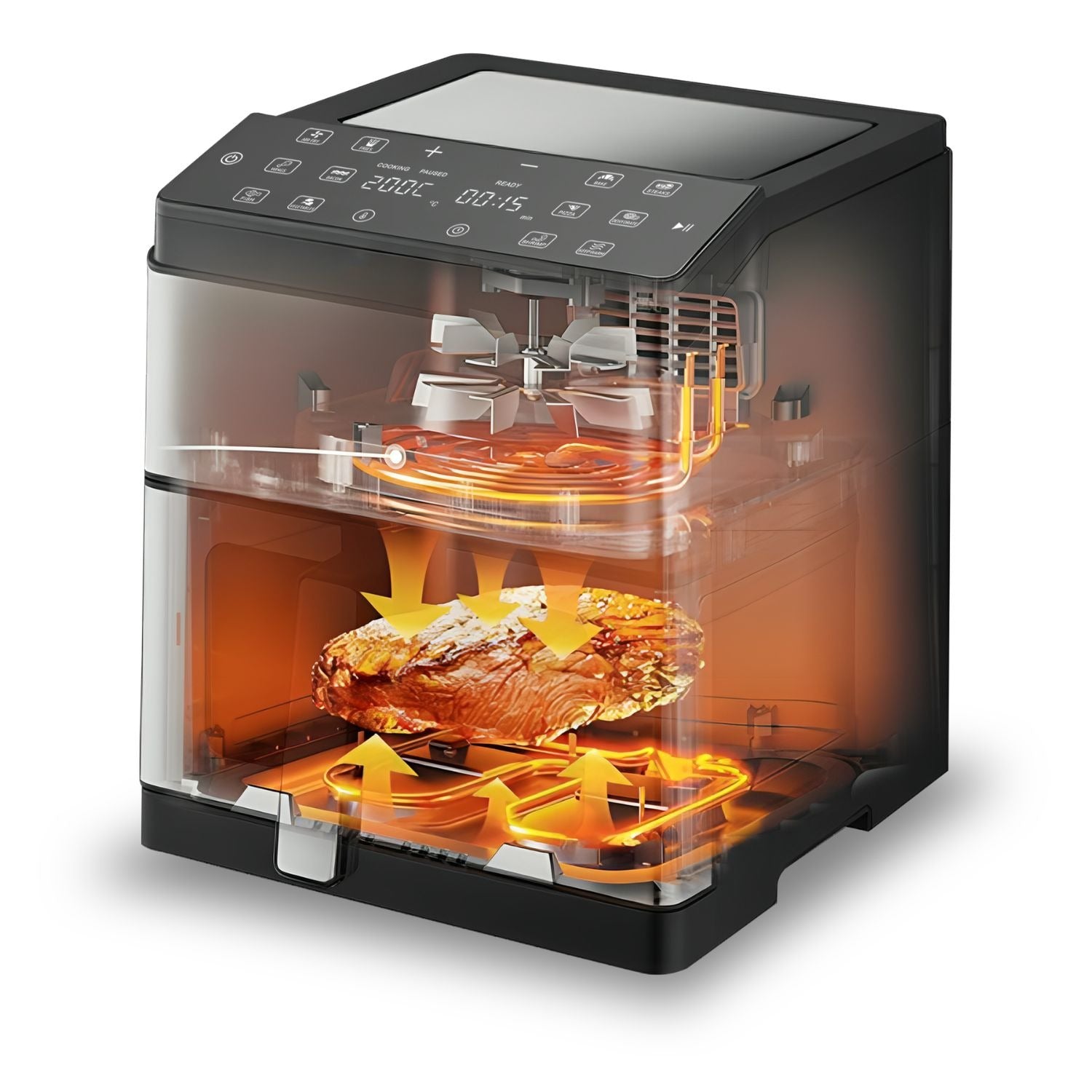 Friggitrice ad aria 8 L 1800W con display touch 12 programmi doppia resistenza e interno in metallo Sogo