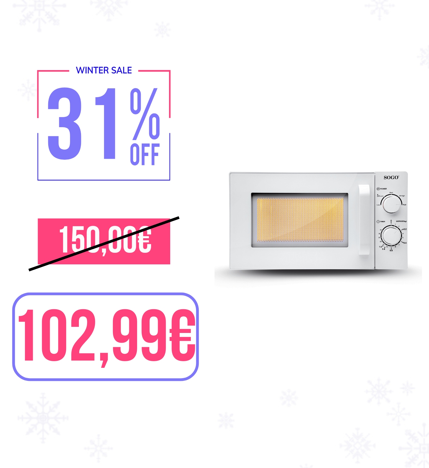 Forno a microonde Sogo con 5 livelli di potenza / 20L / 700W / timer 35min