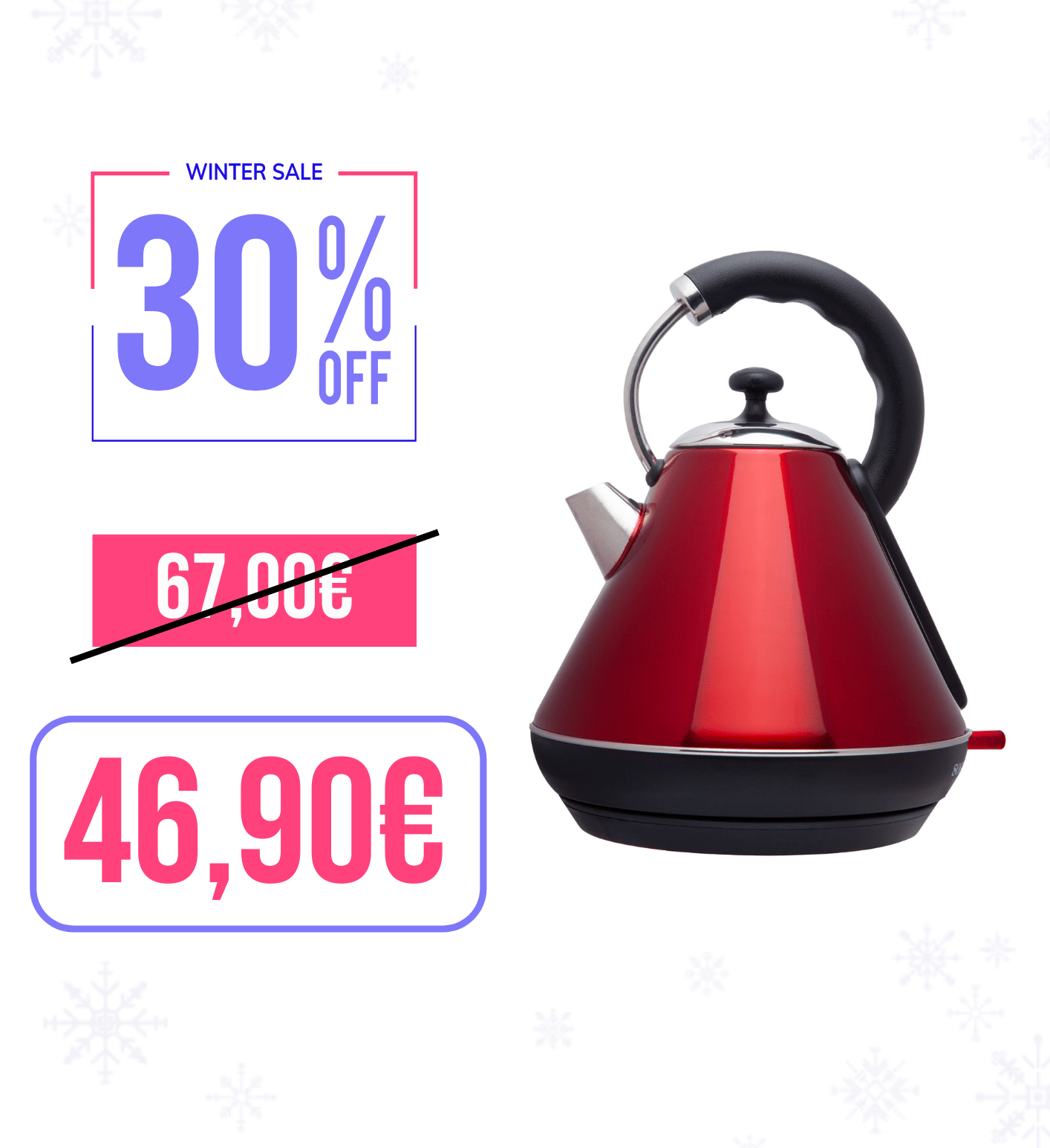 Bollitore acqua senza fili 2200W / 1.8L Sogo rosso