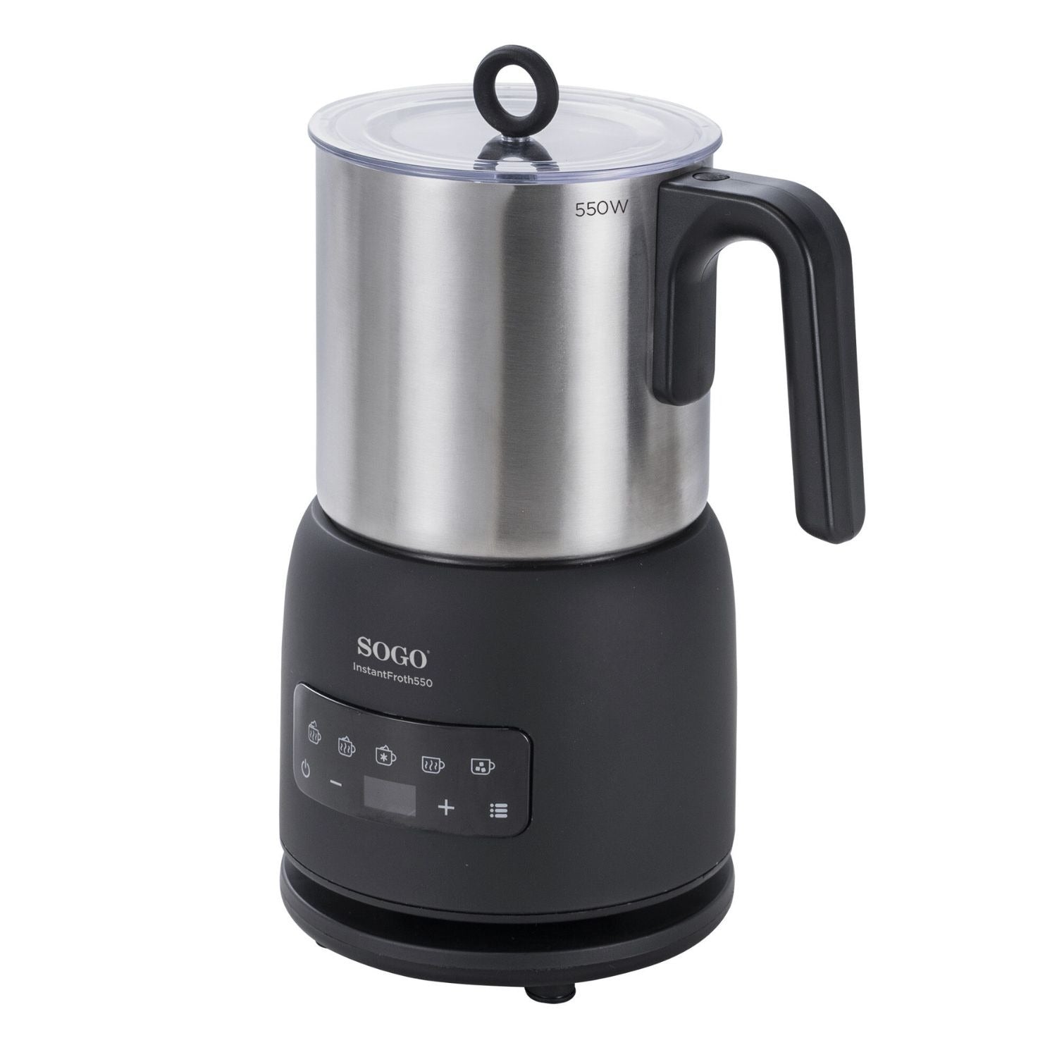 Montalatte elettrico e scaldalatte 5 in 1 550W con display touch caraffa inox e temperatura regolabile Sogo