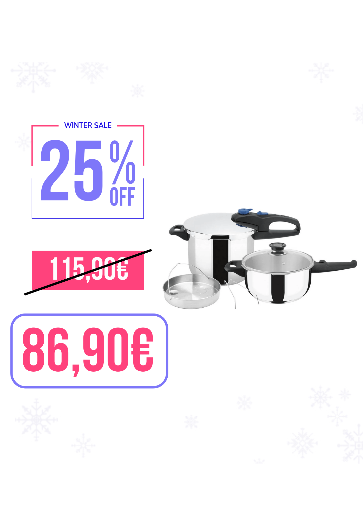 Set di 2 Pentole a Pressione 4-6L