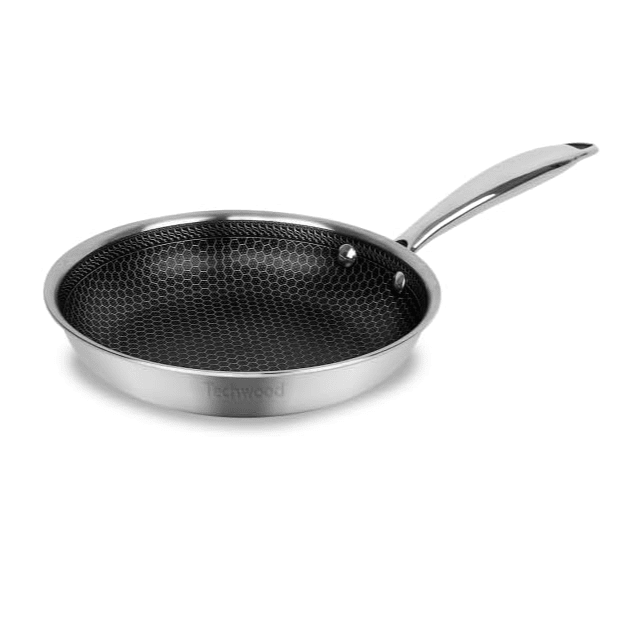 Techwood Padella 28 cm in Acciaio Inox Antiaderente a Nido d'Ape – Per Induzione