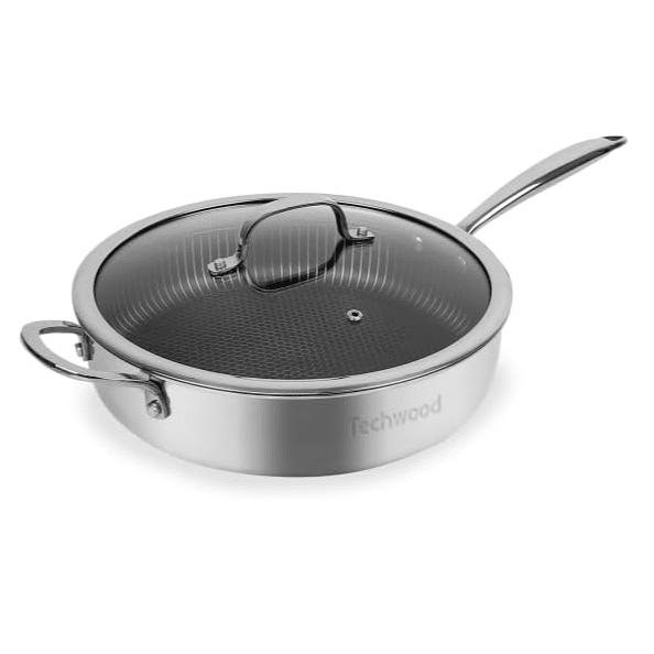 Techwood Padella 24 cm in Acciaio Inox Antiaderente PFOA Free – Per Induzione e Forno