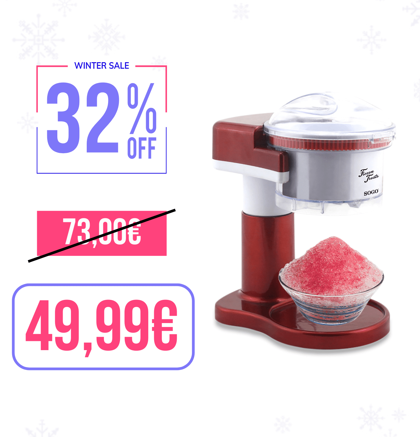 Tritatore per il ghiaccio 30W lame acciaio inox Sogo