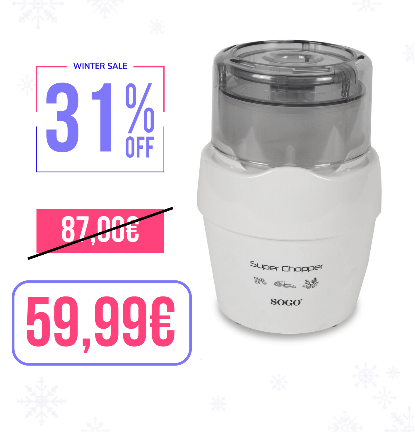 Tritatutto elettrico potente 800W / 0.25 L / macina caffè tritacarne Sogo