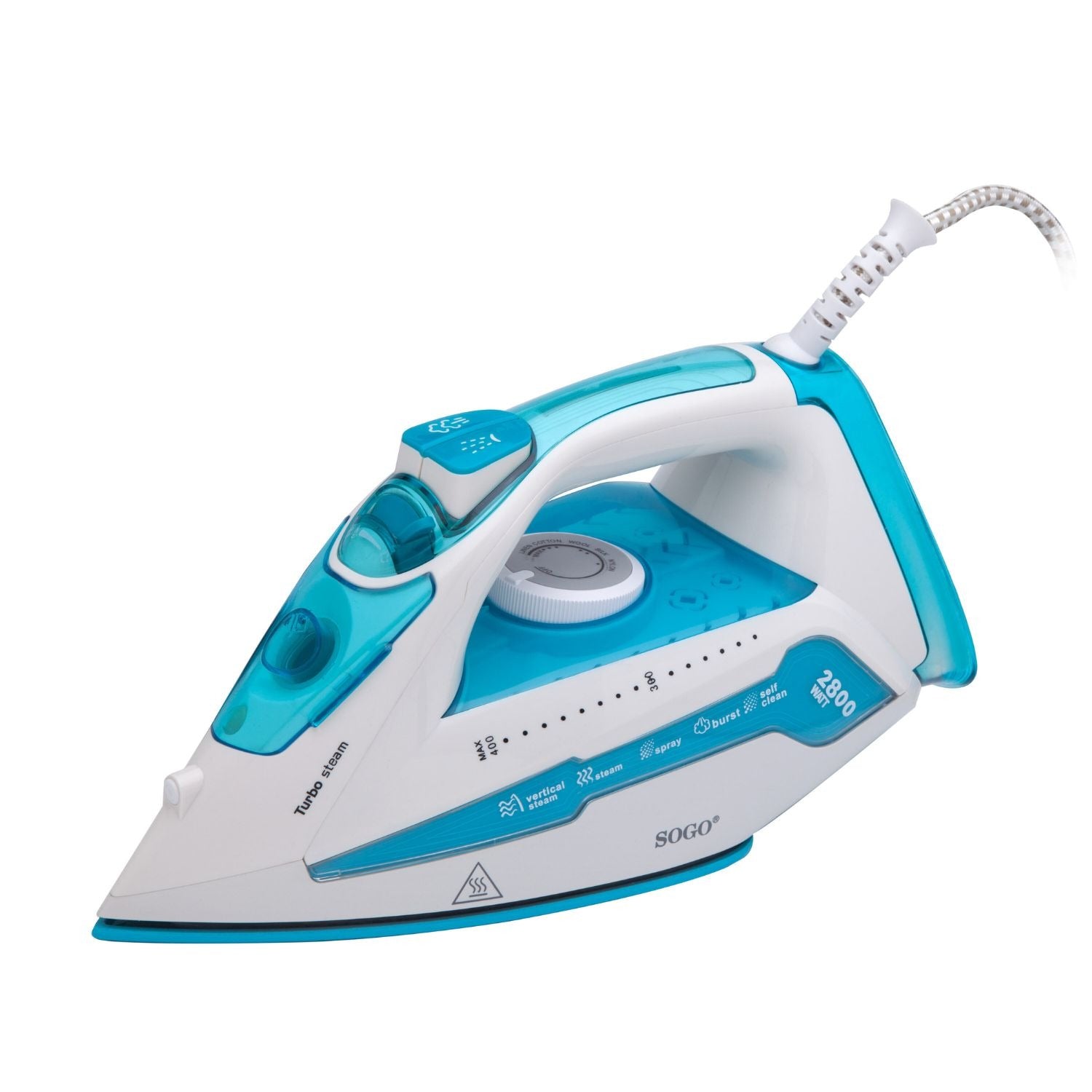 Ferro da stiro a vapore 2400W con piastra in ceramica spray colpo vapore e vapore verticale Sogo