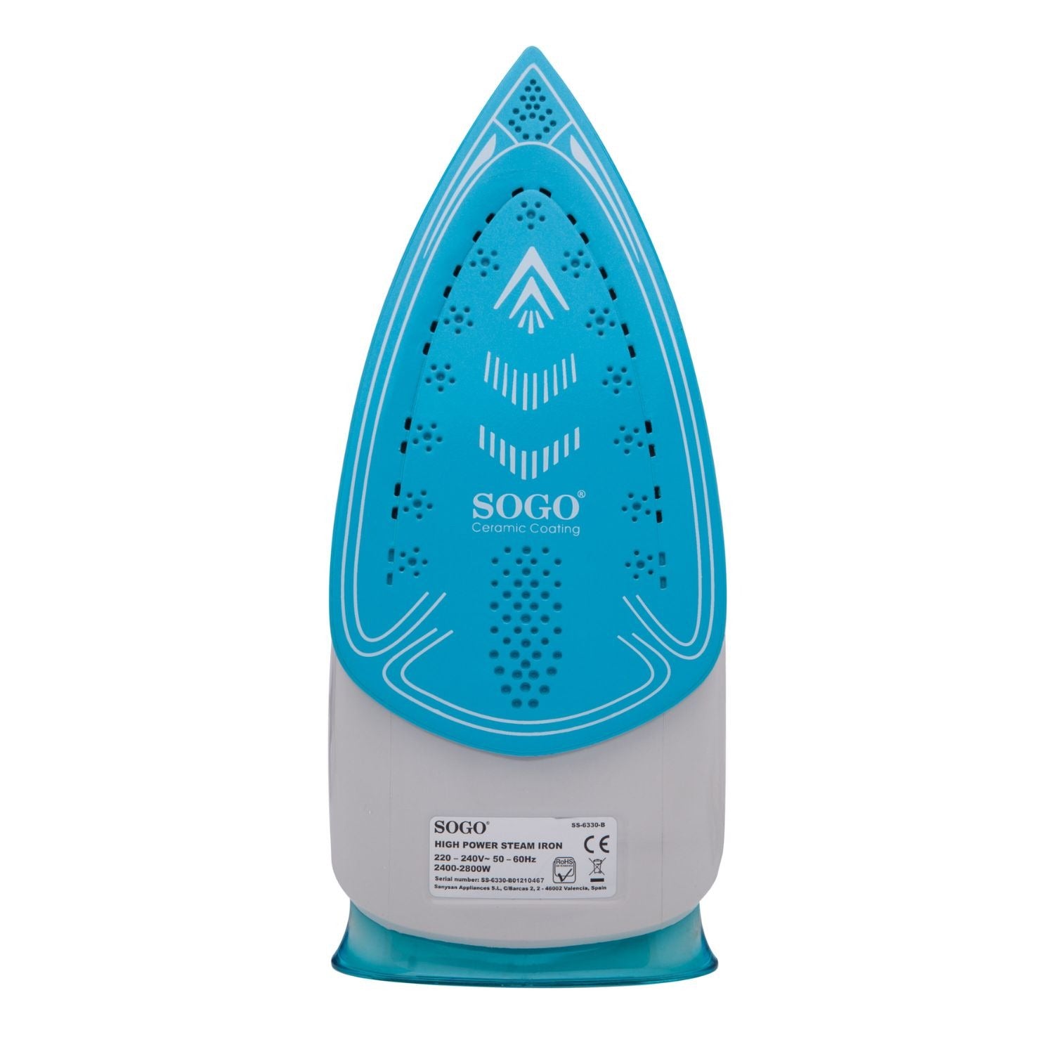 Ferro da stiro a vapore 2400W con piastra in ceramica spray colpo vapore e vapore verticale Sogo