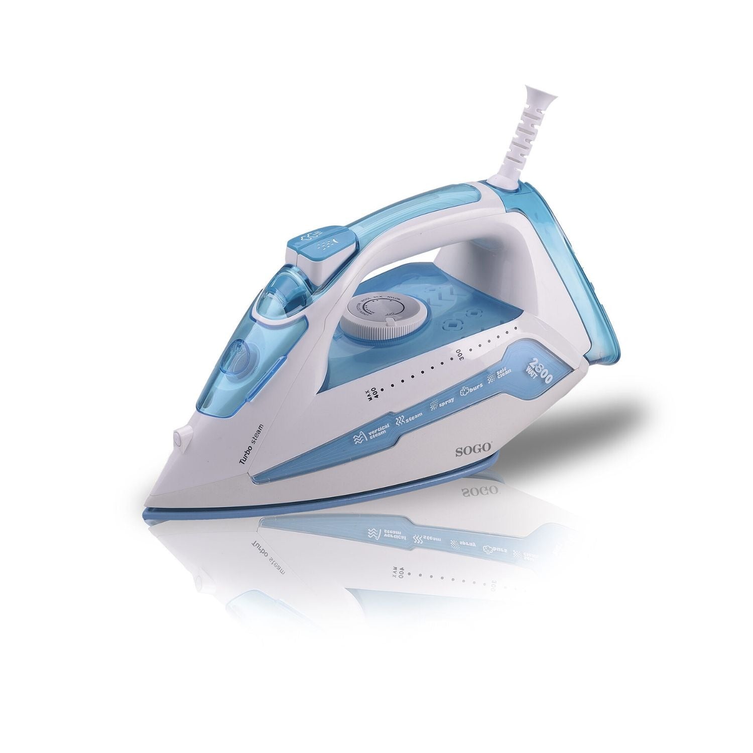Ferro da stiro a vapore 2400W con piastra in ceramica spray colpo vapore e vapore verticale Sogo