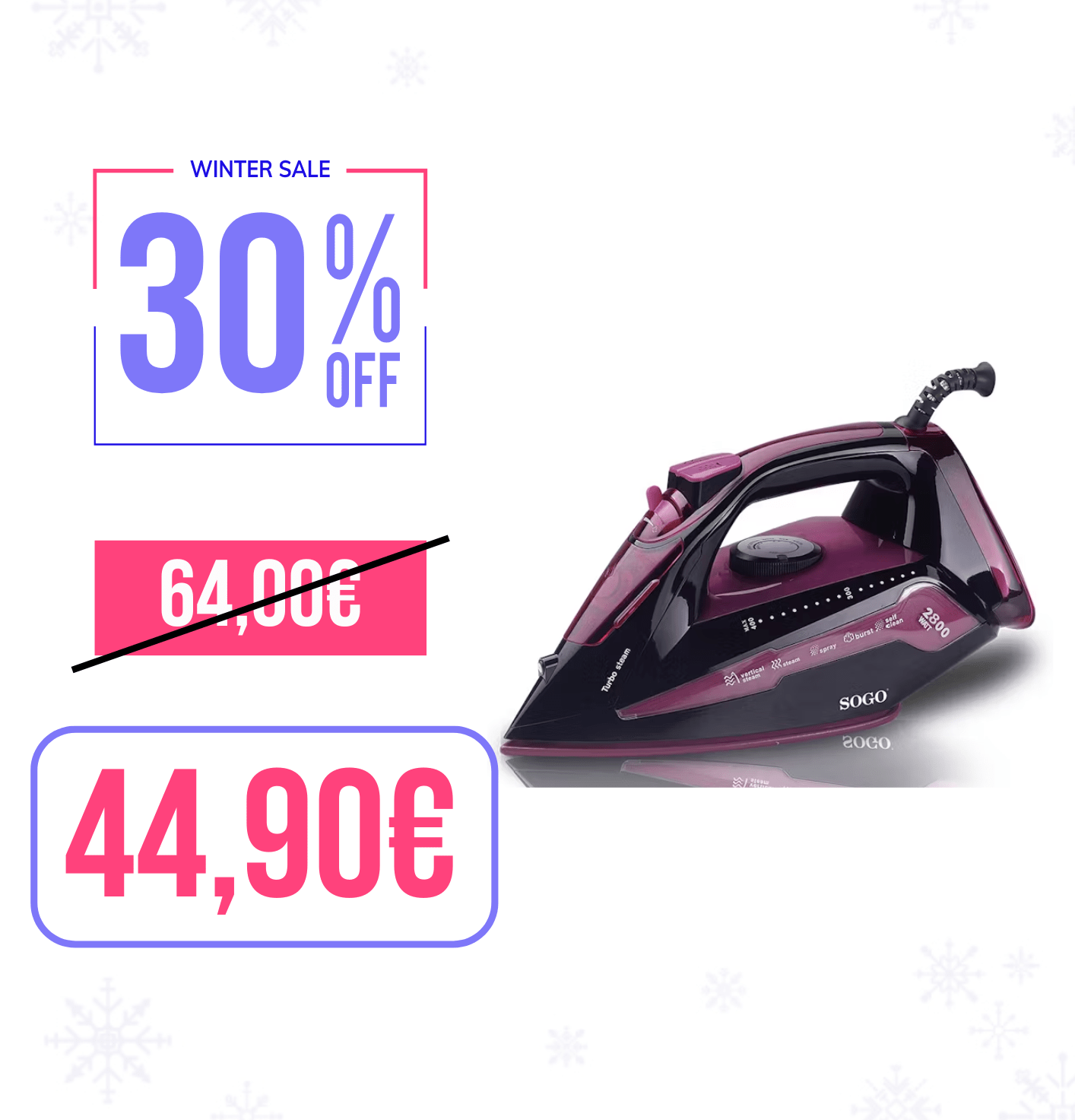 Ferro da stiro a vapore 2800W viola