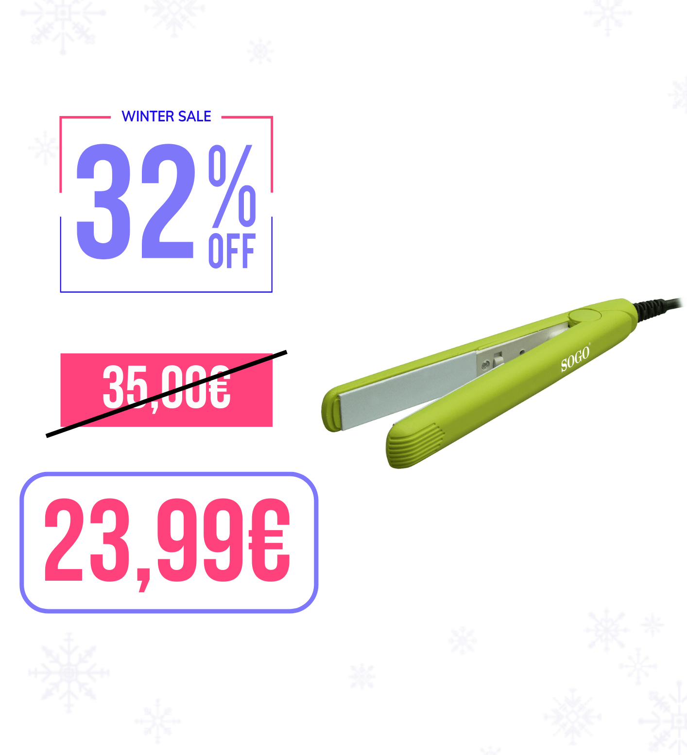 Sogo Piastra per capelli da viaggio 25W 150° verde