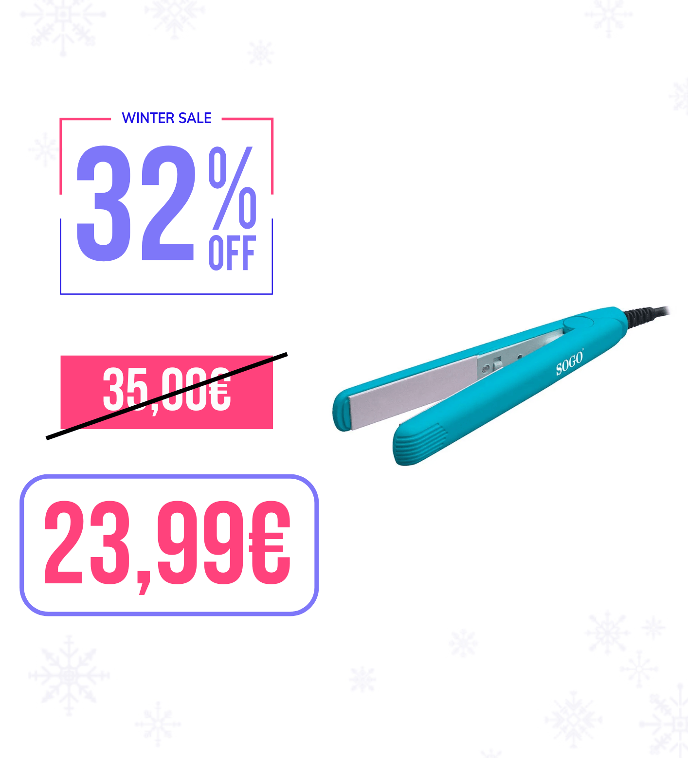 Sogo Piastra per capelli da viaggio 25W 150° blu