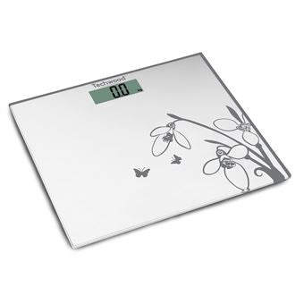 Techwood Bilancia Pesapersone Digitale 150 kg – Vetro Temperato Bianca, Accensione Touch, TPP-811