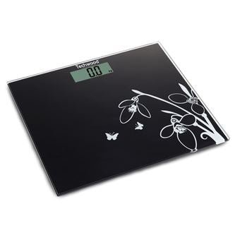 Techwood Bilancia Pesapersone Digitale 150 kg – Vetro Temperato Nera, Accensione Touch, TPP-816