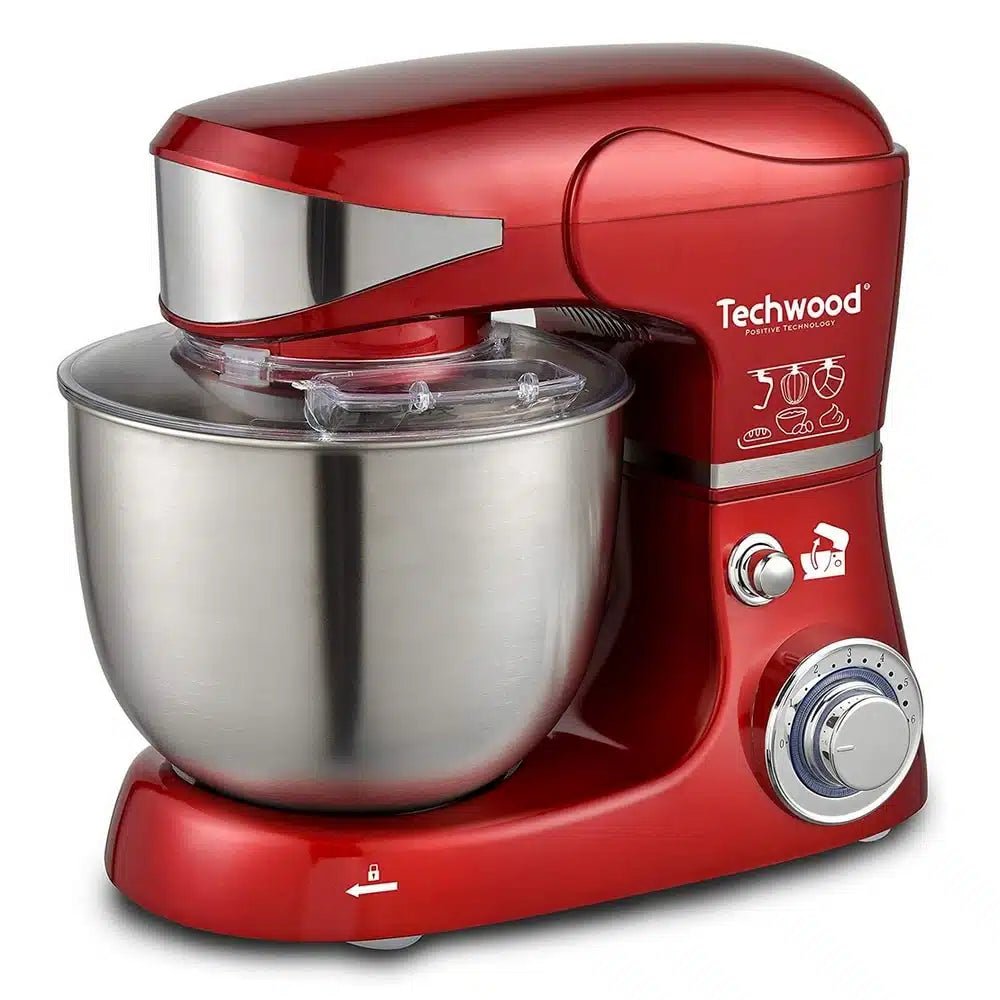 Impastatrice Planetaria 1000W con Ciotola Inox 5 Litri 6 Velocità e Frusta TECHWOOD