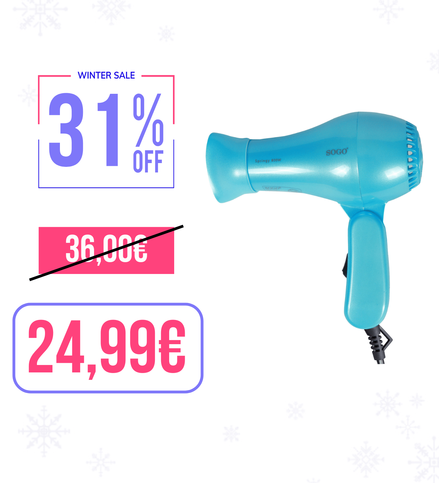 Phon da viaggio 800 W pieghevole Sogo blu