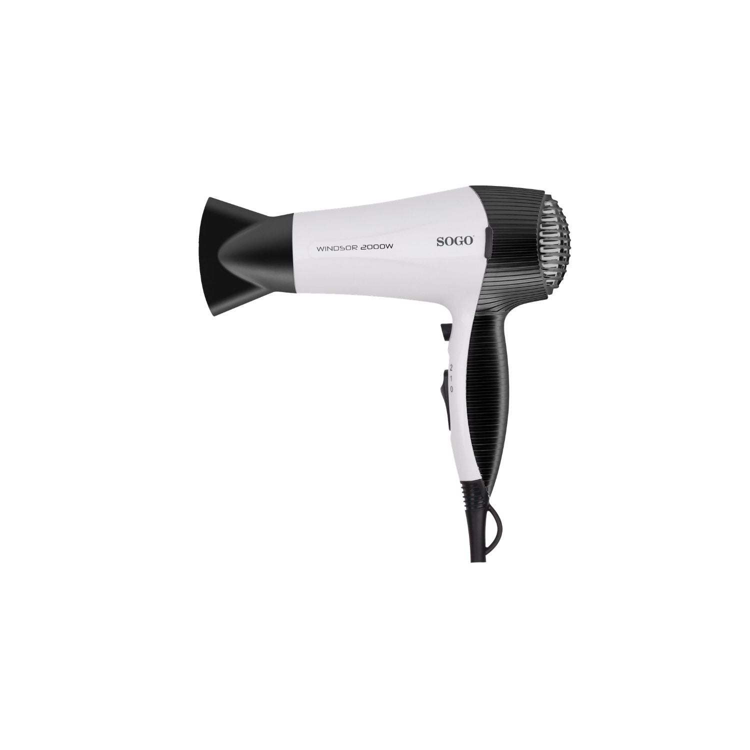Asciugacapelli 2000W con motore DC 2 velocità getto aria fredda e concentratore Sogo
