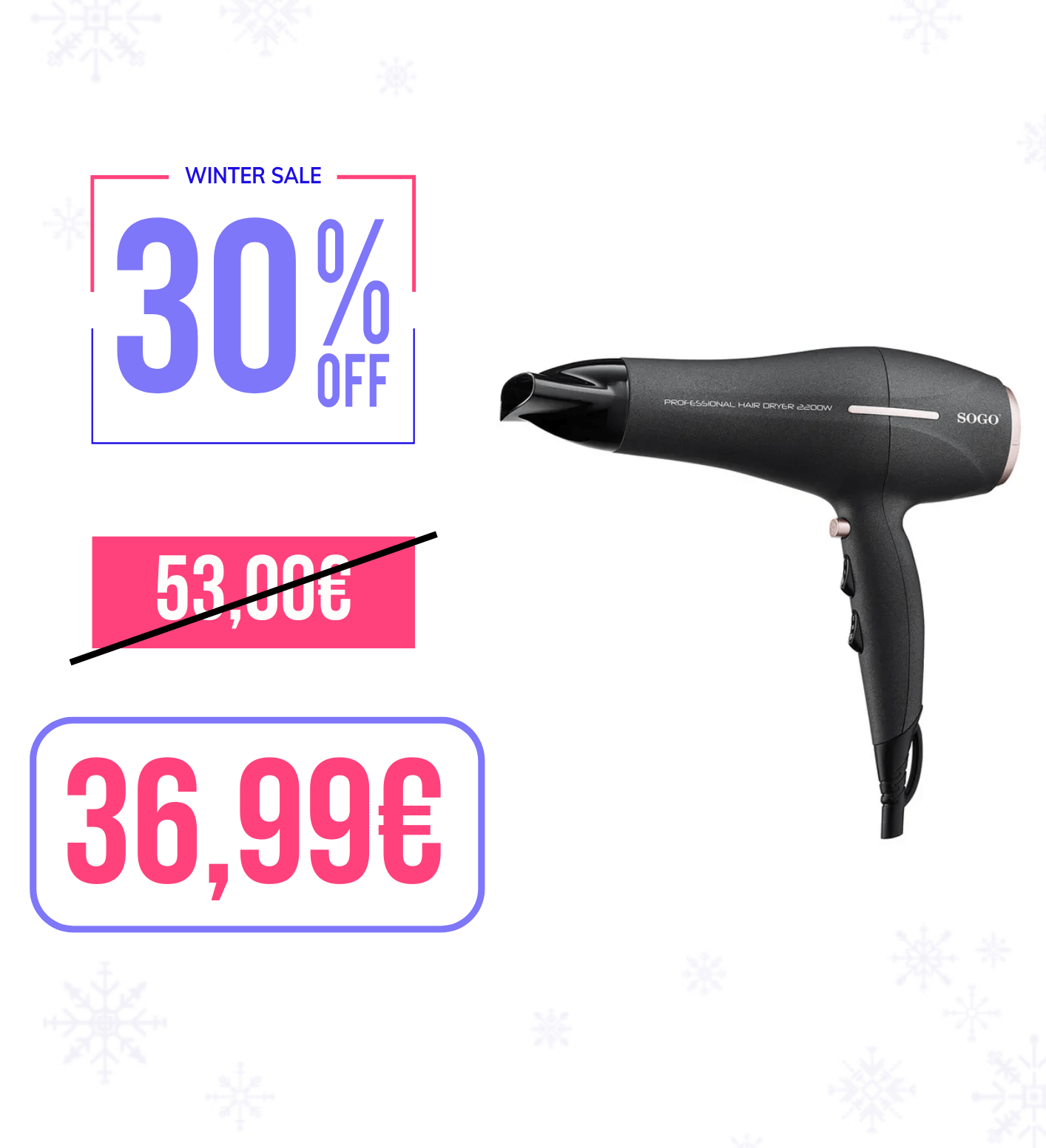 SOGO SEC-SS-3675 Phon a 2 velocità 3 temperature 2200W