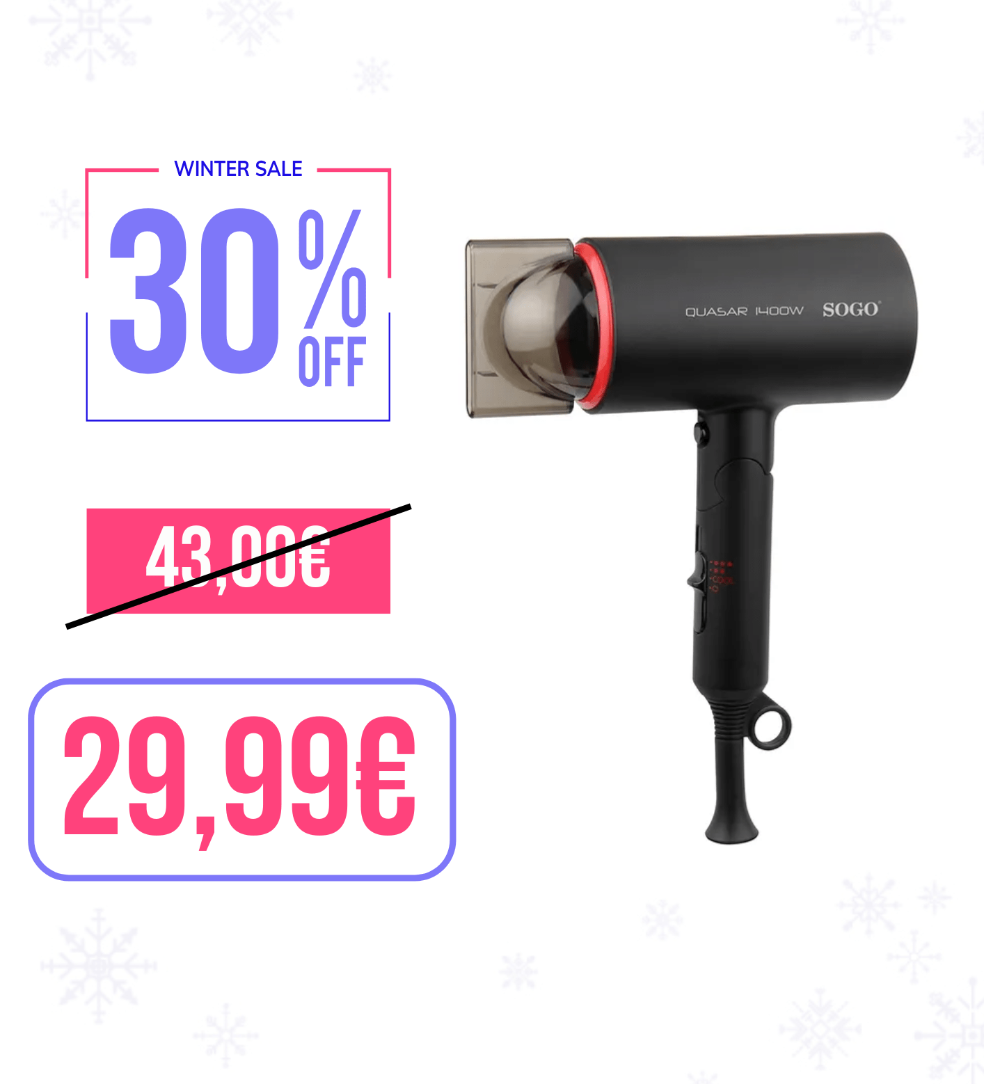 SOGO SEC-SS-3680 Phon 2 velocità 1400W pieghevole