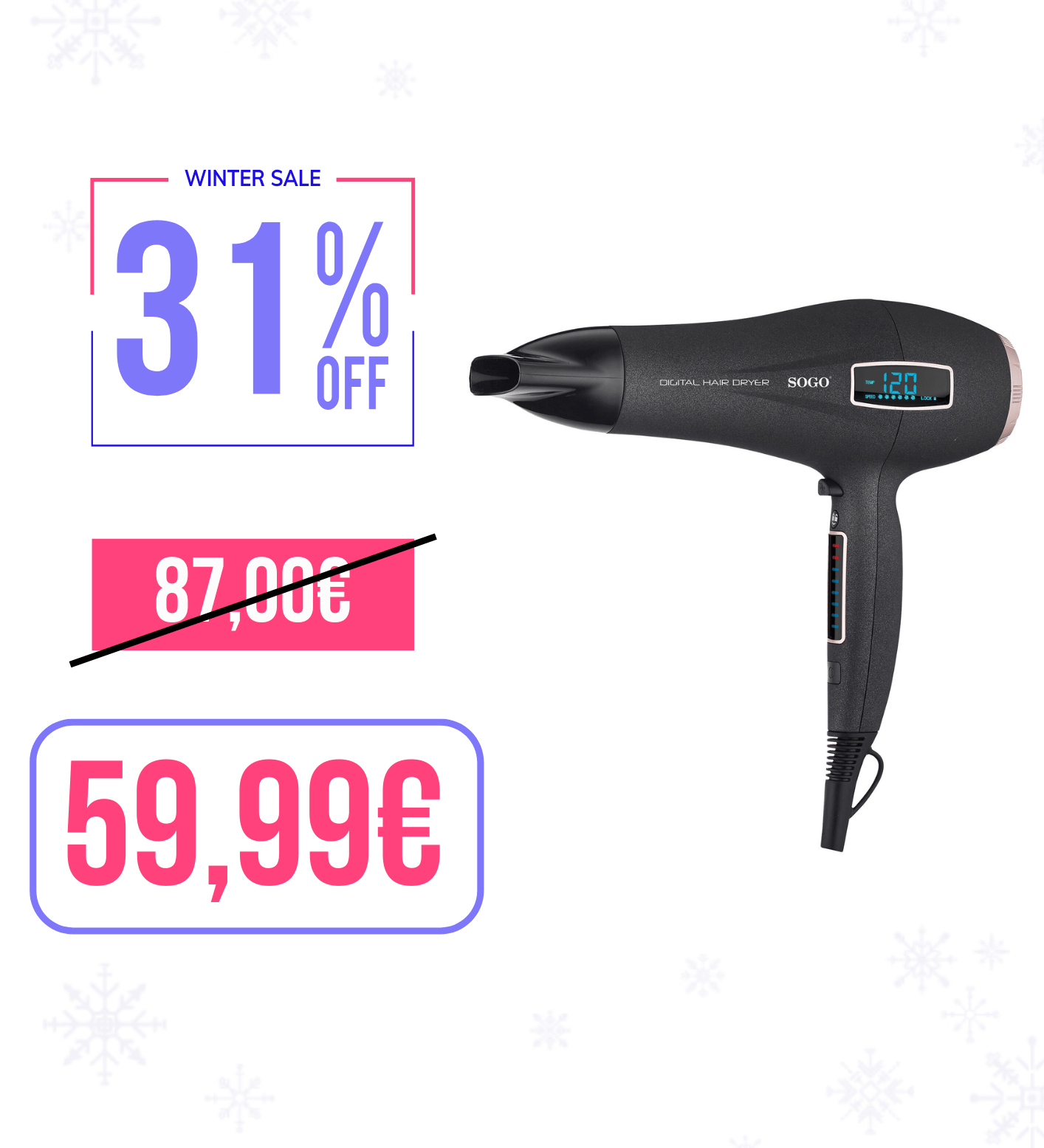 SOGO SEC-SS-3690 Phon 6 velocità 8 temperature display LED touch control 2200W