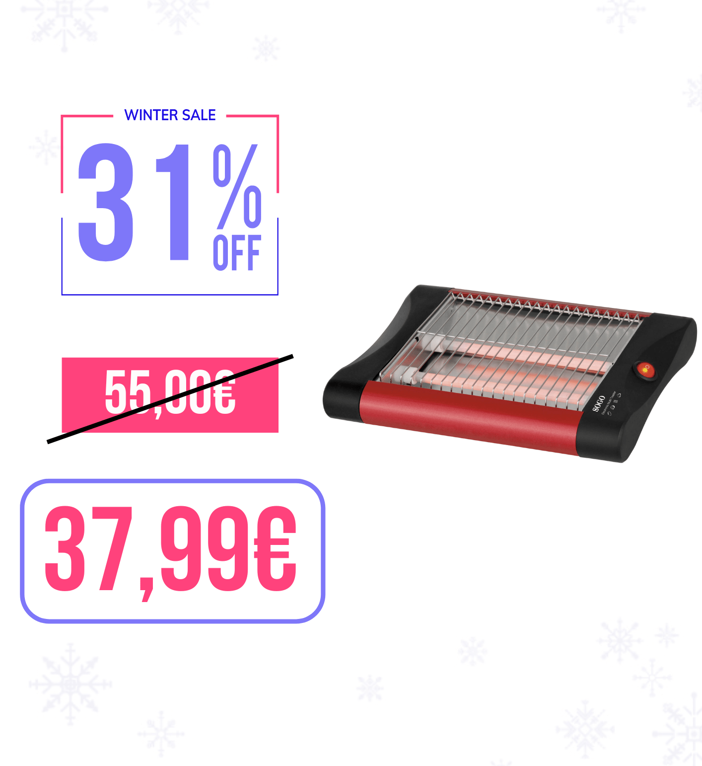 Tostapane piatto 2 fette / 300W / griglia 18*15 Sogo