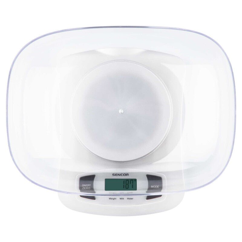 Bilancia da Cucina Digitale con Ciotola Removibile 5 Kg Precisione 1 g Tara Sencor Bianca