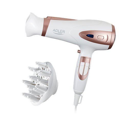 Asciugacapelli Ionico 2400W con Diffusore, Concentratore, 3 Temperature e Colpo d'Aria Fredda Adler