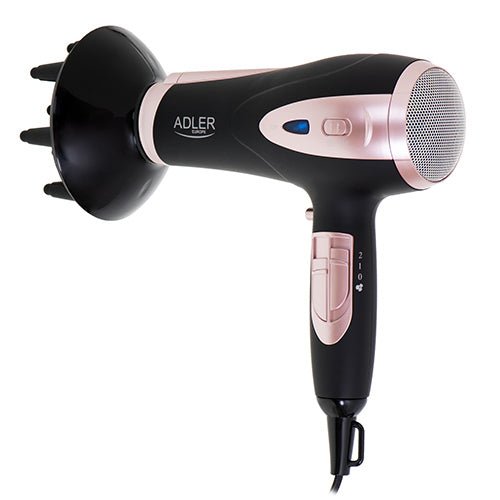 Asciugacapelli Ionico 2400W con Diffusore, Concentratore, 3 Temperature e Colpo d'Aria Fredda Adler