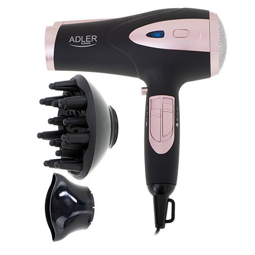 Asciugacapelli Ionico 2400W con Diffusore, Concentratore, 3 Temperature e Colpo d'Aria Fredda Adler