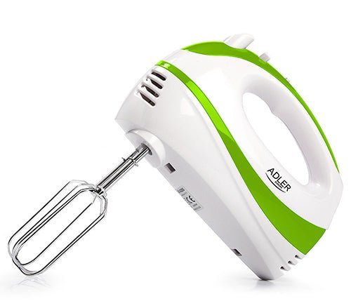 Sbattitore Elettrico 300W 5 Velocità con Turbo, Fruste e Ganci Impastatori Adler