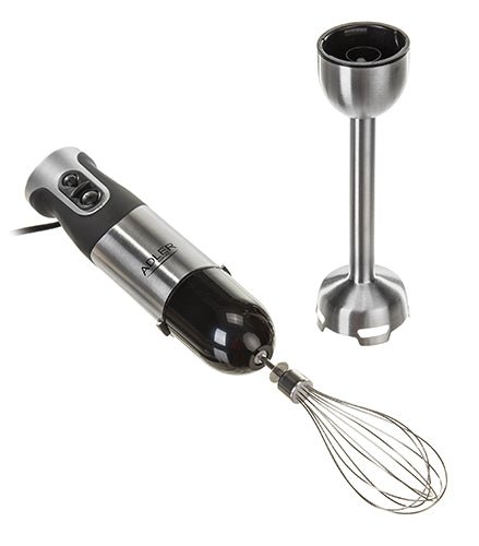 Frullatore a Immersione 1000W con Tritatutto, Frusta e Turbo in Acciaio Inox Adler