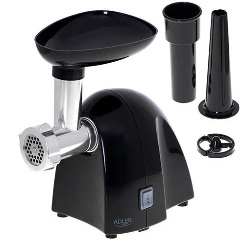 Tritacarne Elettrico 1800W 1,8 Kg/min con Funzione Inversa, 3 Dischi e Accessorio Insaccati Adler