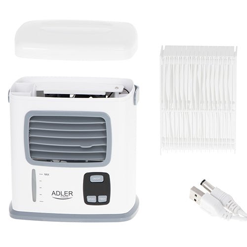 Raffrescatore Evaporativo Portatile 3 in 1 USB o Batterie 500 ml con Timer LCD Adler