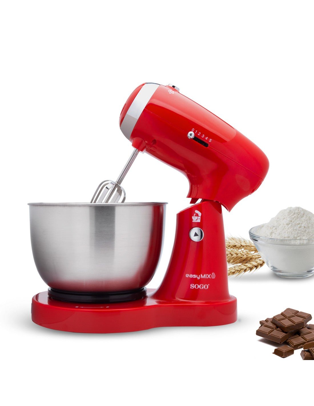 Impastatrice elettrica SOGO 3 in 1 ciotola inox 3,2 L, colore rosso - immagine 7
