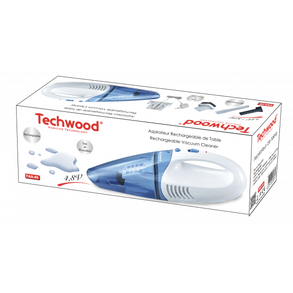 Techwood Aspirabriciole Ricaricabile Acqua e Polvere 500 ml con Base di Ricarica – TAS-49