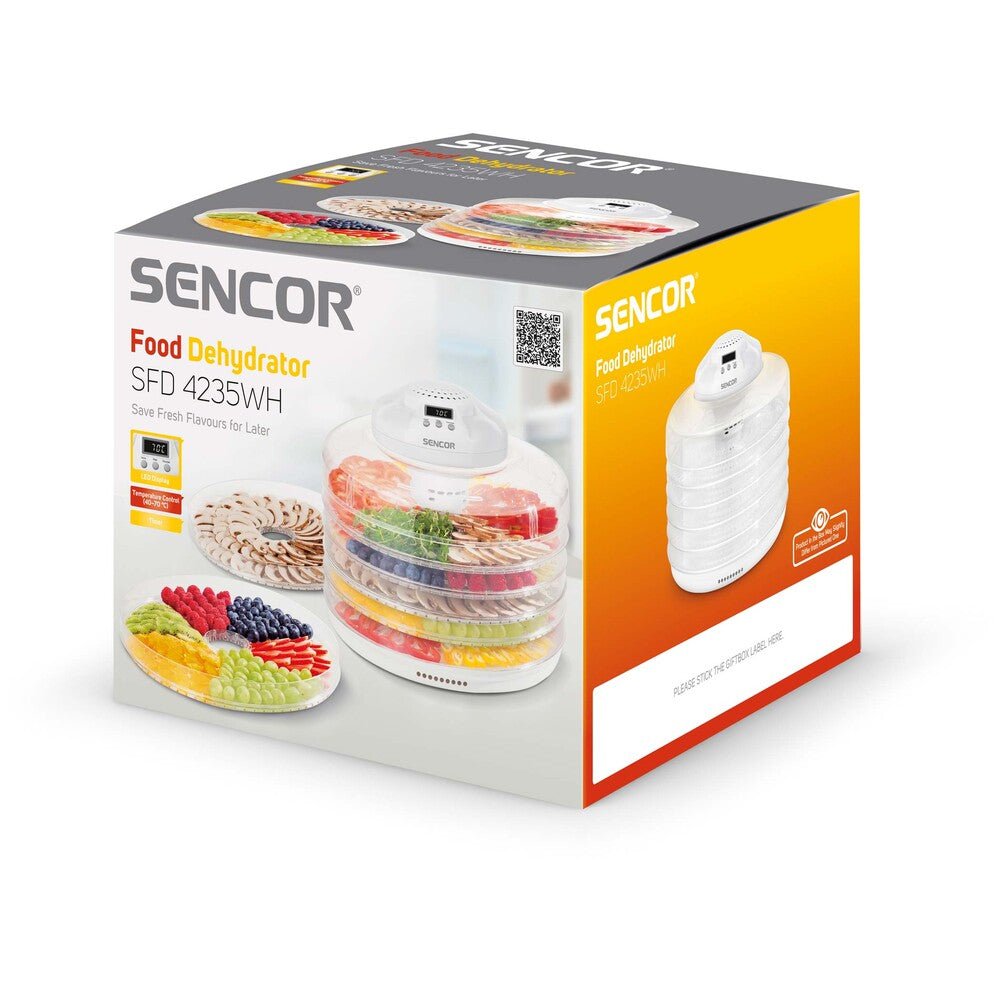 Essiccatore per Alimenti 5 Vassoi 350 W con Timer e Temperatura Regolabile Sencor Bianco