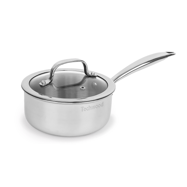 Techwood Casseruola Antiaderente 16 cm in Acciaio Inox – Per Induzione, PFOA Free